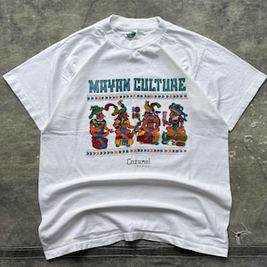 Vintage jaren 90 Y2K Maya-cultuur Azteeks Cozumel Mexico-shirt