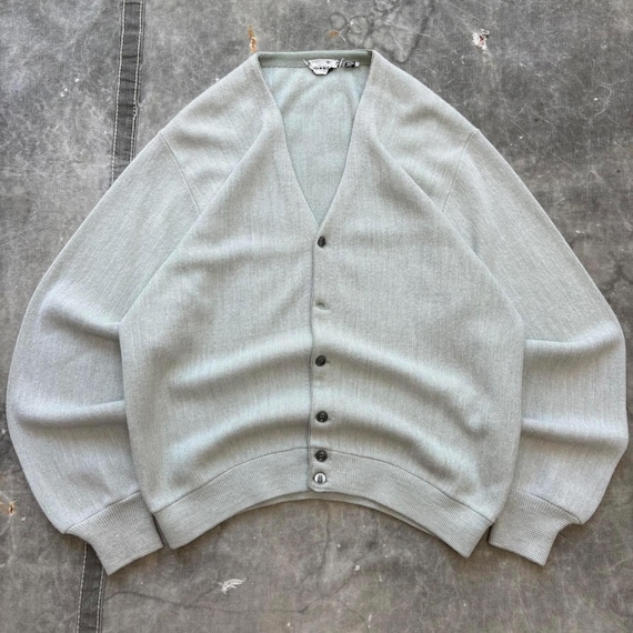 Vintage 60s 70s Pistachio Green Kurt Cobain Sweater Cardigan - Etsy