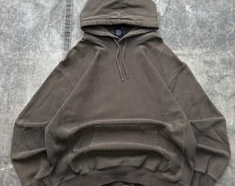 Vintage Y2K Olivgrüner Gap Reverse Weave Grunge Hoodie