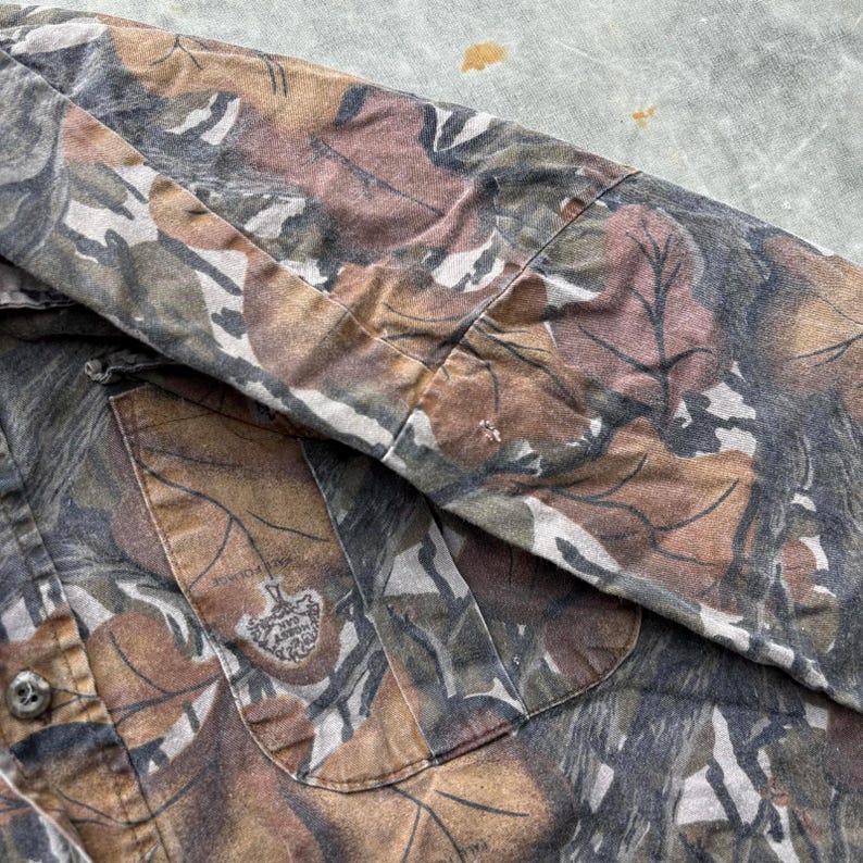 Vintage 80er 90er Jahre Mossy Oak Herbstlaub Camo Button Up Shirt Bild 6