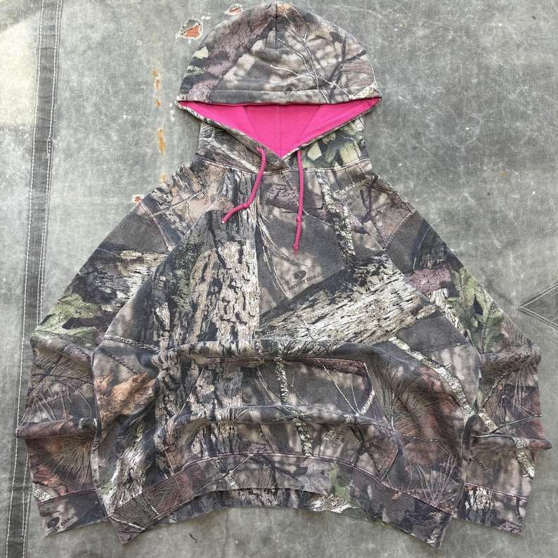 Pull à capuche vintage Mossy Oak Break Up camouflage rose de l'an 2000 image 1