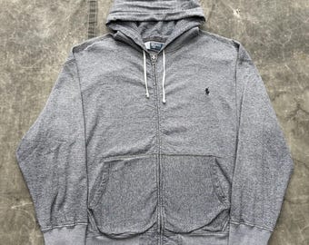 Sudadera con capucha y cremallera completa estilo preppy grande Polo Ralph Lauren 3XB, estilo vintage Y2K.