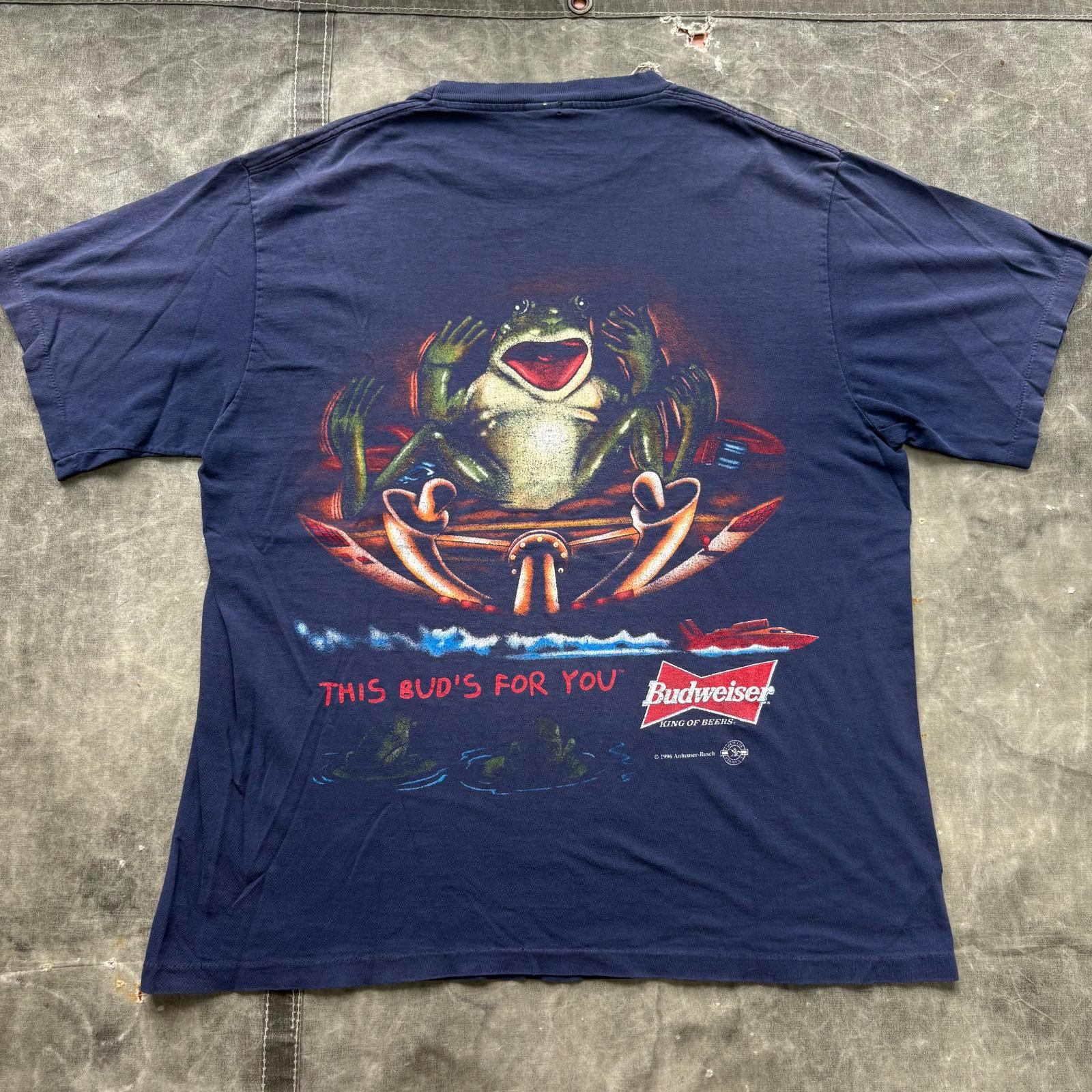 Vintage 90s Budweiser Beer Frogs Speedboat Double Sided Shirt - Etsy