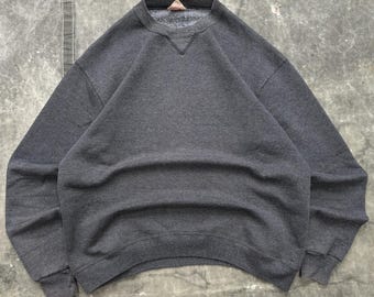 Sudadera deportiva Russell vintage de los años 70, gris liso desteñido.