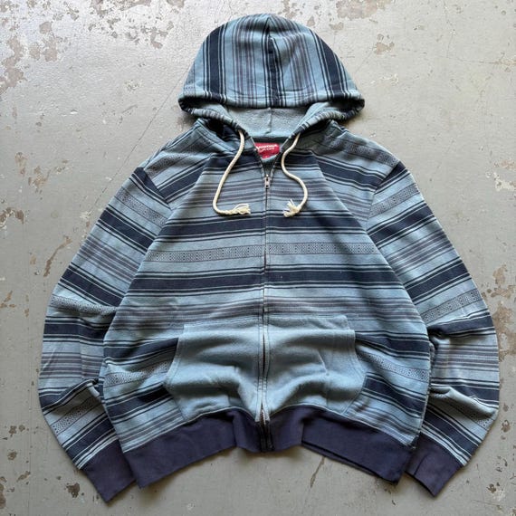 Vintage Y2K Arizona Jean Co. Striped Grunge Full Zip Hoodie