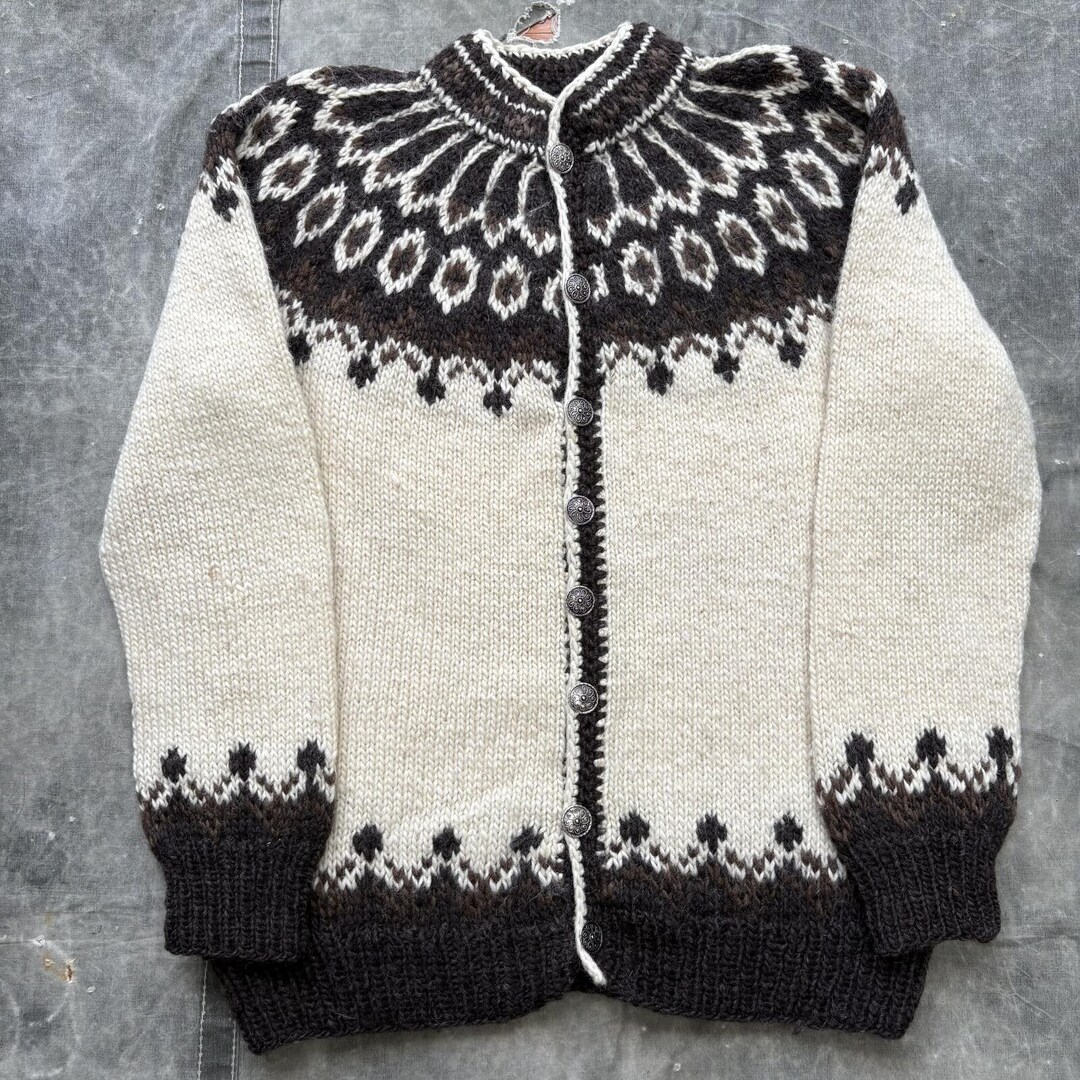 Stobi Rustic Wool Vintage 70s Stobi Denmark Wool Fair Isle Sweater Cardigan - Etsy