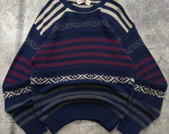 Vintage 90s Multicolor Abstract Striped Grunge Skate Sweater