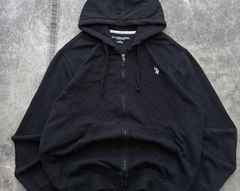 Vintage Y2K US Polo Assn. Thermisch gevoerde hoodie met volledige ritssluiting