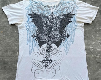 Vintage Y2K Revolution Grunge Affliction AOP Cross Shirt