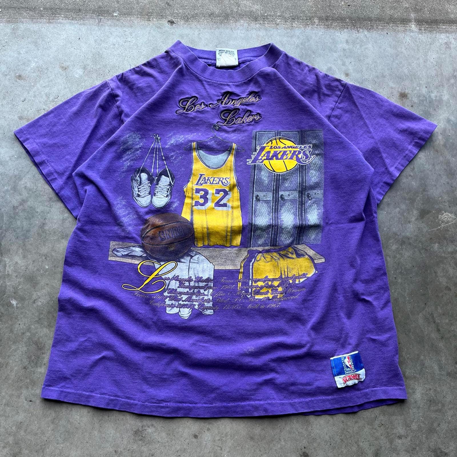Vintage 90s Magic Johnson 32 Los Angeles Lakers NBA Locker Room