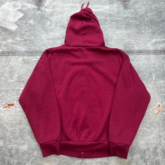 Vintage 80s Thermal Lined Full Zip Maroon Red Hoodie Etsy