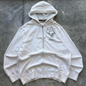 Vintage Y2K Cream American Eagle Grunge Thermal Lined Full Zip Hoodie