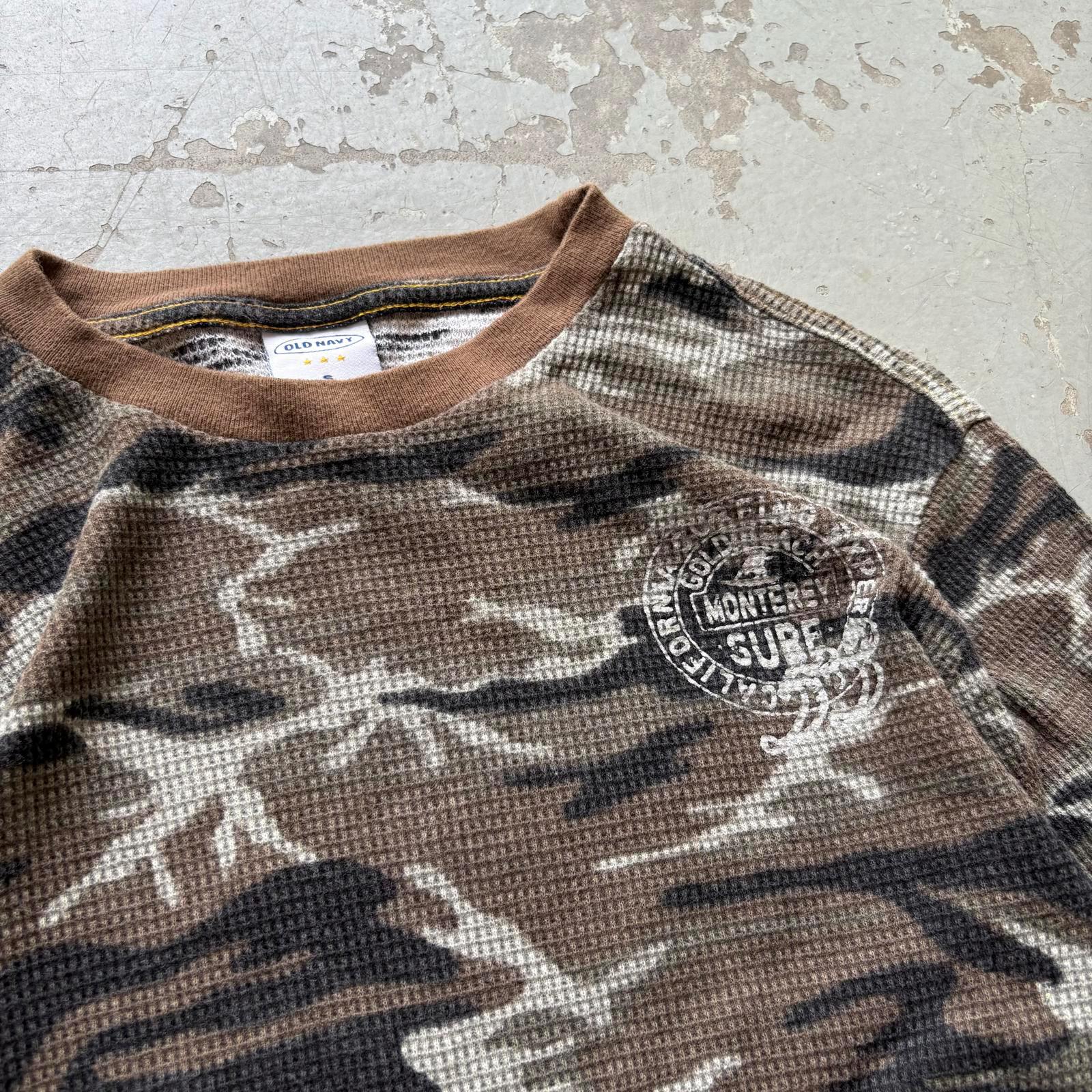 y2k old navy 00s 迷彩 カモフラ サーマル Vintage Y2K Old Navy California Surf Camo Thermal Shirt - Etsy
