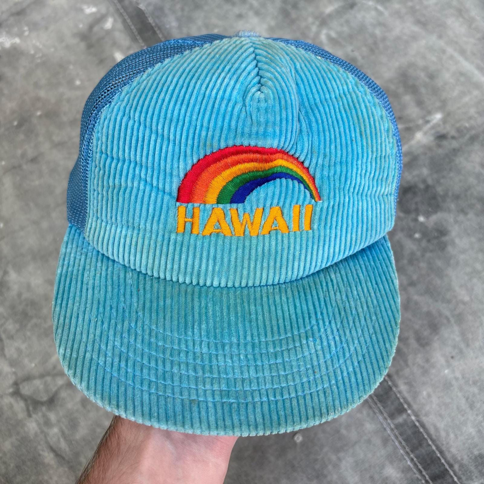 Vintage 80s Hawaii Rainbow Corduroy Trucker Snapback Hat - Etsy