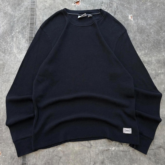 Vintage Y2K Urban Pipeline Black Grunge Thermal Waffle Shirt