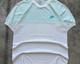 Vintage Rare 70s Nike Turquoise Striped Sportswear Shirt
