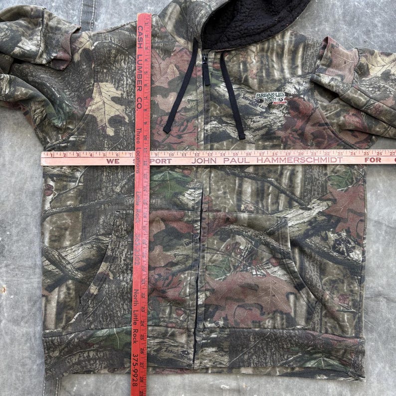 Vintage Y2K Mossy Oak Camo Sherpa gefütterter Hoodie mit durchgehendem Reißverschluss Bild 3