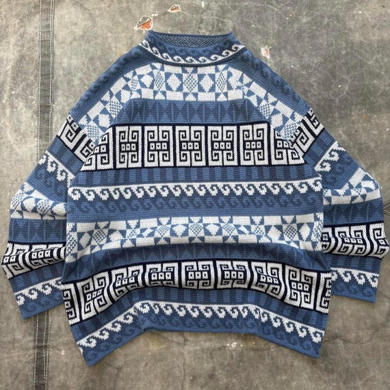 Vintage 90s Unique Southwestern Aztec Geometric Knit Sweater