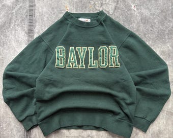 Sudadera vintage de los 90 de la Universidad de Baylor, color verde bosque.