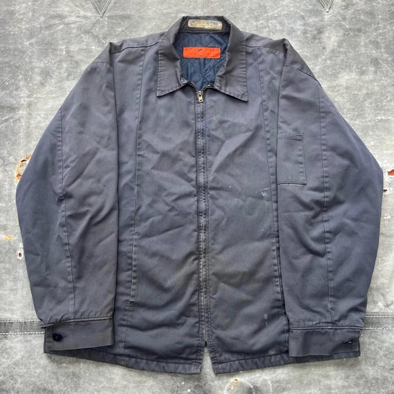 Vintage Red Kap Faded Distressed Work Mechanic Bomber Jacket
