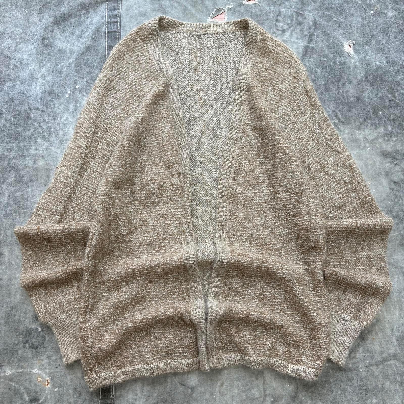 Vintage 60s Beige Mohair Fuzzy Kurt Cobain Sweater Cardigan - Etsy UK