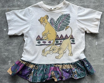 Vintage 90s Lion King Simba Nala Disney Toddler Girls Size 5T Short Sleeve Dress