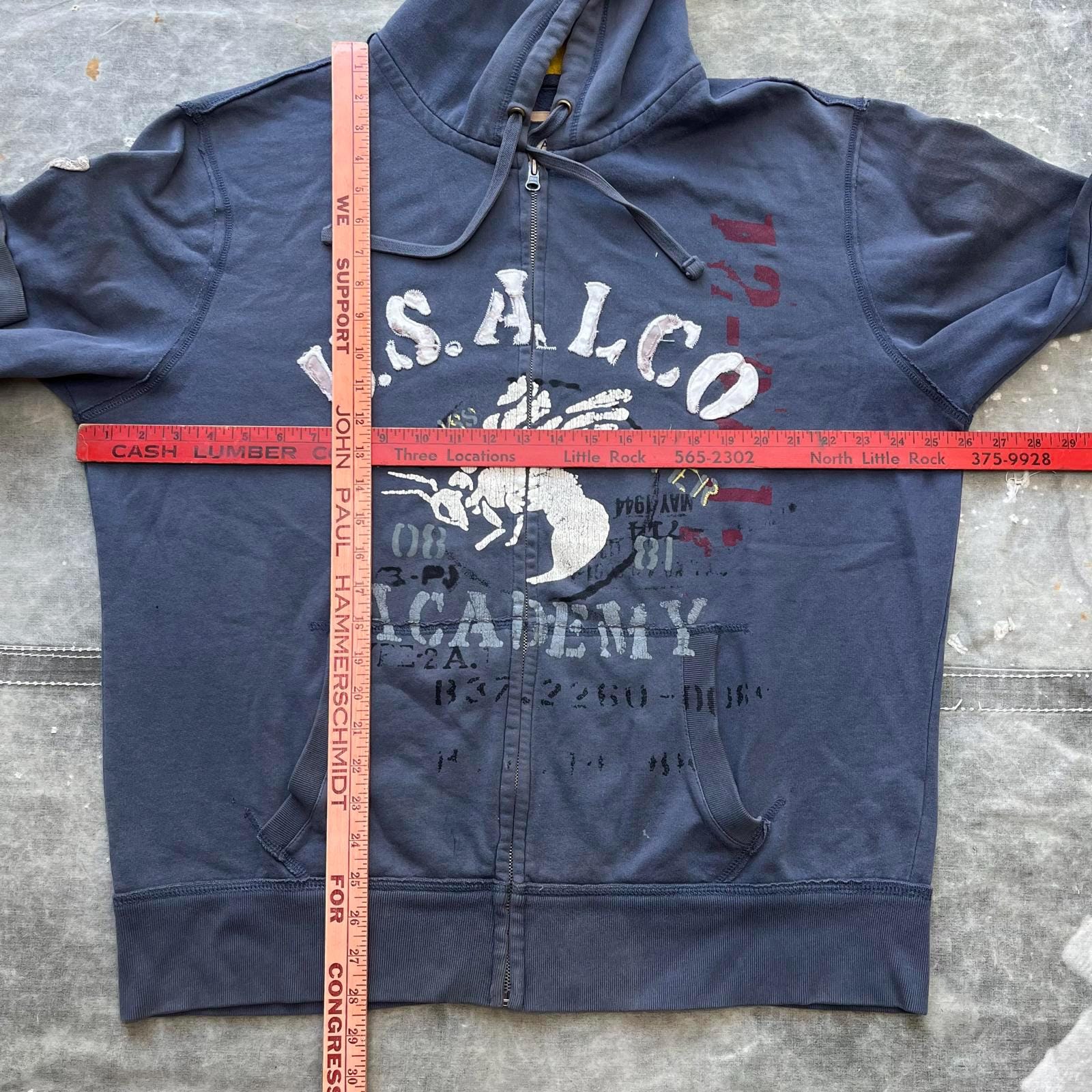 Vintage Y2K Grunge US Alco Academy Military Full Zip Hoodie