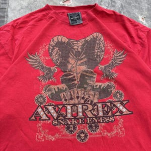 Vintage Y2K Avirex Snake Eyes Affliction Style Grunge Shirt image 2