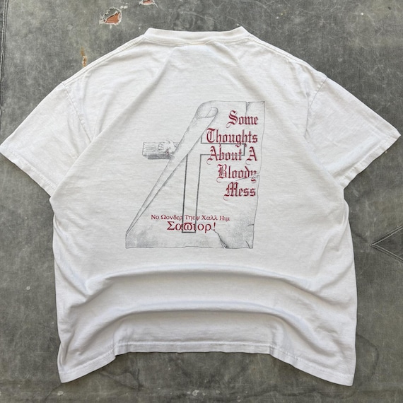 Vintage Y2K Jesus Savior Bloody Cross Grunge Religious Shirt