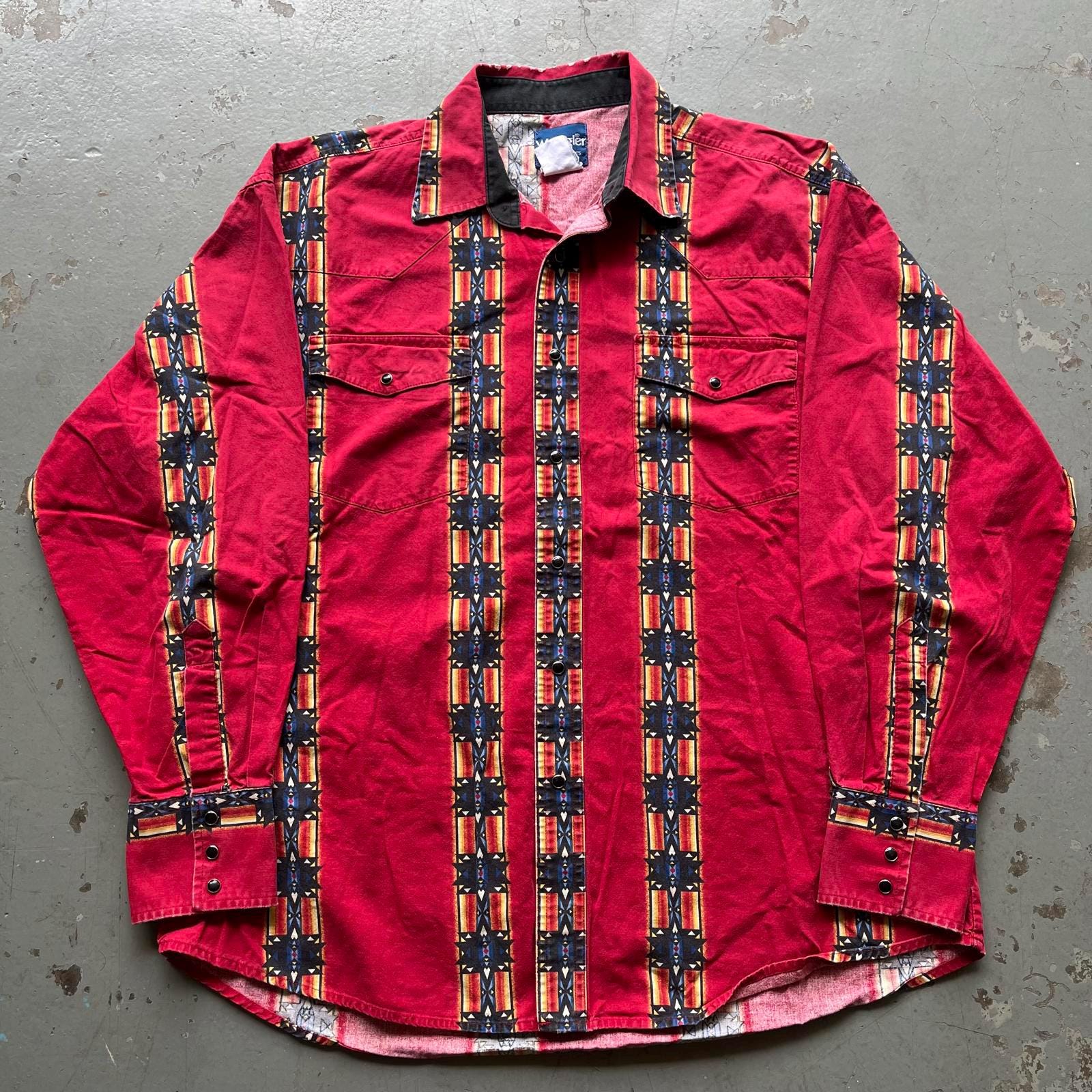 Vintage Aztec Wrangler Brushpopper Pearl Snap Western Shirt - Etsy