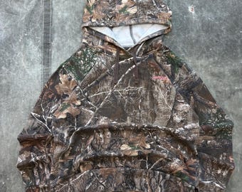 Moletom estilo skatista grunge com estampa camuflada Realtree Edge vintage Y2K