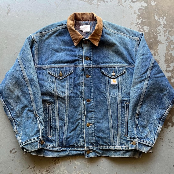 Vintage Denim Carhartt Aztec Blanket Lined Trucker Jacket - Etsy