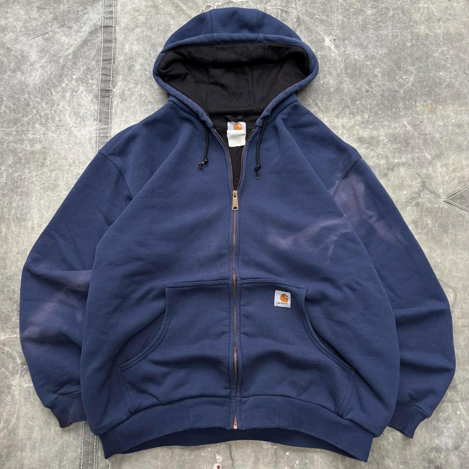 トップス 90s 00s Carhartt Zip Hoodie super faded Vintage 1990s Carhartt Heavy Weight Sun Faded Zip up Hoodie / 90s