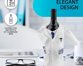 White Coat Wine Bag for Doctors -  Gifts for Doctor, Nurse - Doctors Day Gift Ideas for Practitioner, Pharmacist - Medical School Gift