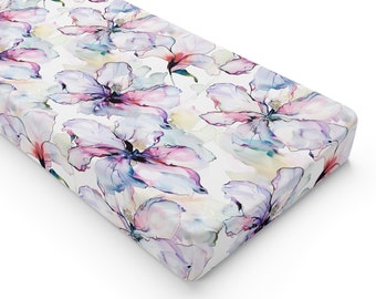 Housse de matelas à langer pour bébé, fleurs tropicales colorées