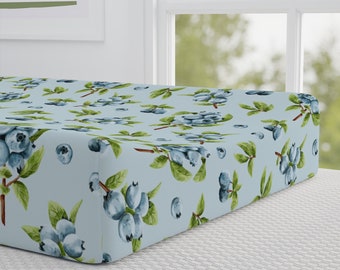 Housse de matelas à langer sur le thème des bleuets