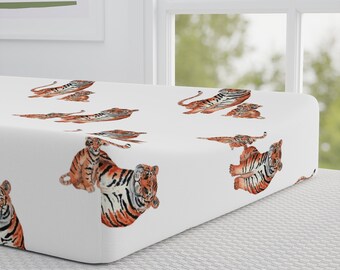 Clemson, Louisiana Inspired Mom and Baby Cub Tiger, Animal Themed Nursery Baby Changing Pad Cover