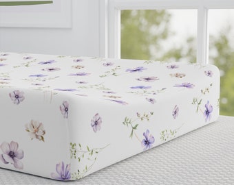 Purple Flower Nursery Baby Changing Pad Cover