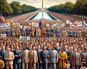 Historic March on Washington - Civil Rights Movement Artwork with Martin Luther King Jr.