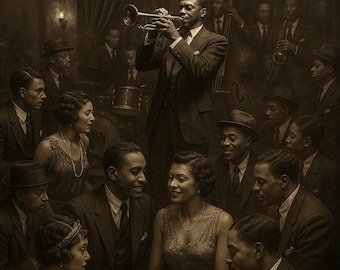 Harlem Renaissance Jazz Club Print | Vintage Black Art | 1930s Harlem ...
