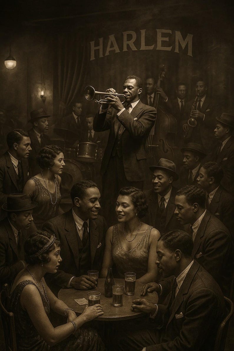 Harlem Renaissance Jazz Club Print | Vintage Black Art | 1930s Harlem ...
