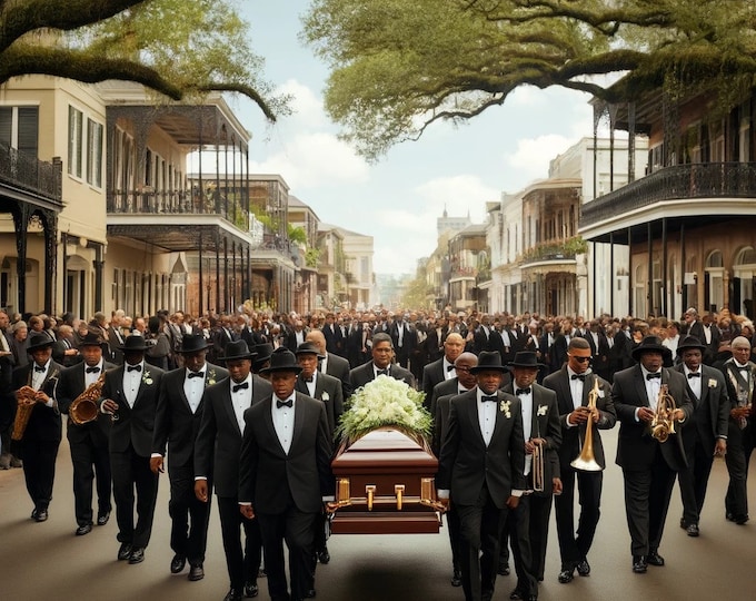 New Orleans Jazz Funeral Procession - Solemn yet Celebratory Art Print