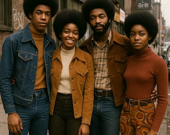 Vintage 1970s Inner City Black Culture Art Print | Retro African