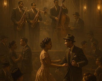 ハーレム1940年代のジャズクラブ – ヴィンテージの白黒プリント