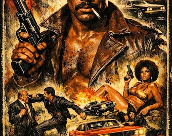 Vintage Blaxploitation Wall Art Print | 70s Action Film Poster