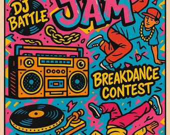 Set of 3 Vintage 80's Hip Hop Posters – Retro Rap Party Wall Art
