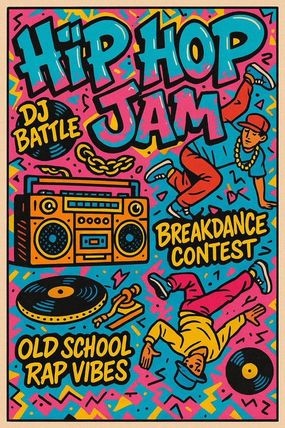 Set of 3 Vintage 80's Hip Hop Posters – Retro Rap Party Wall Art