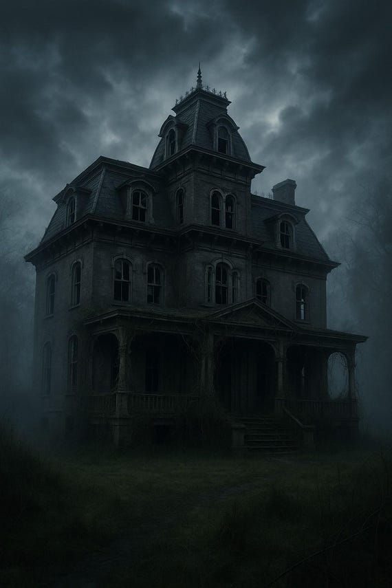 Dark Haunted Victorian Mansion Wall Art | Gothic Horror Print