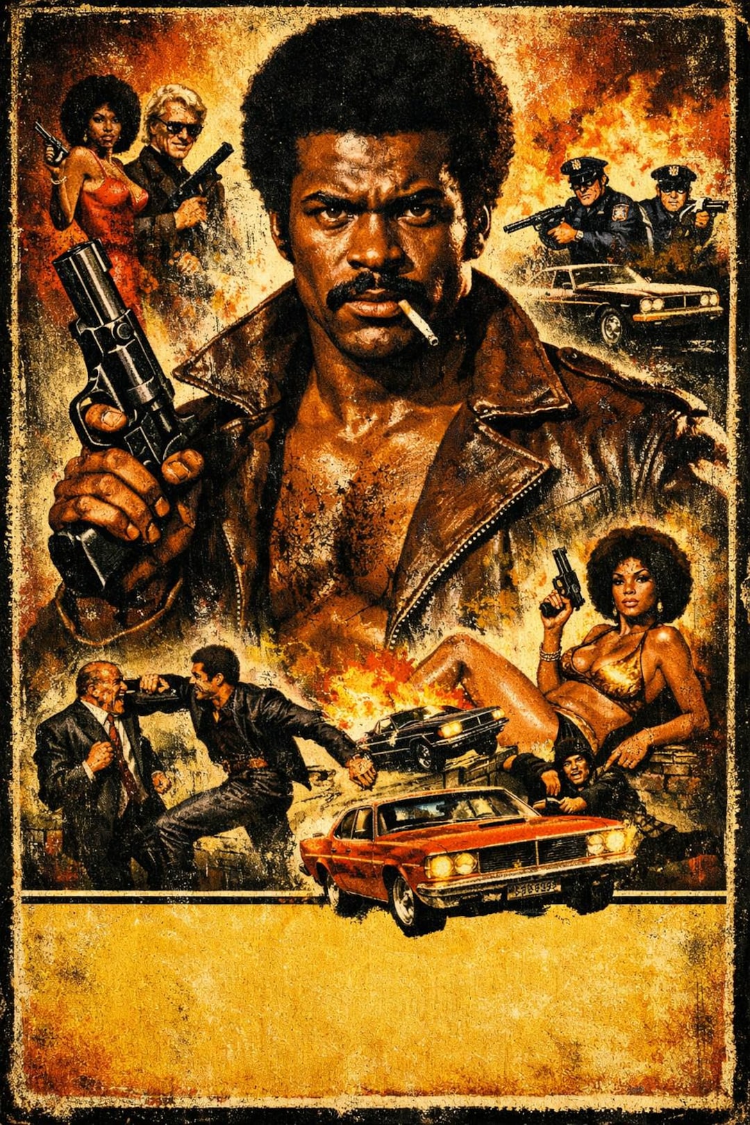 Vintage Blaxploitation Wall Art Print | 70s Action Film Poster