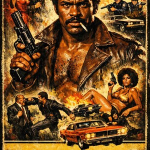 Vintage Blaxploitation Wall Art Print | 70s Action Film Poster Style | Retro Crime Cinema | Bold Urban Decor